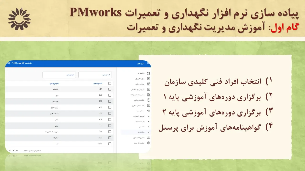 پیاده سازی نرم افزار نگهداری و تعمیرات 