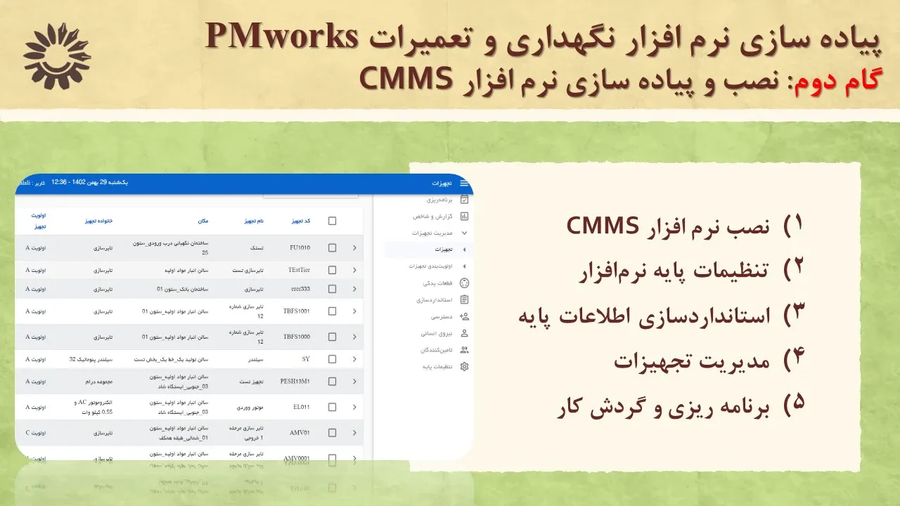 نصب و پیاده سازی نرم افزار CMMS